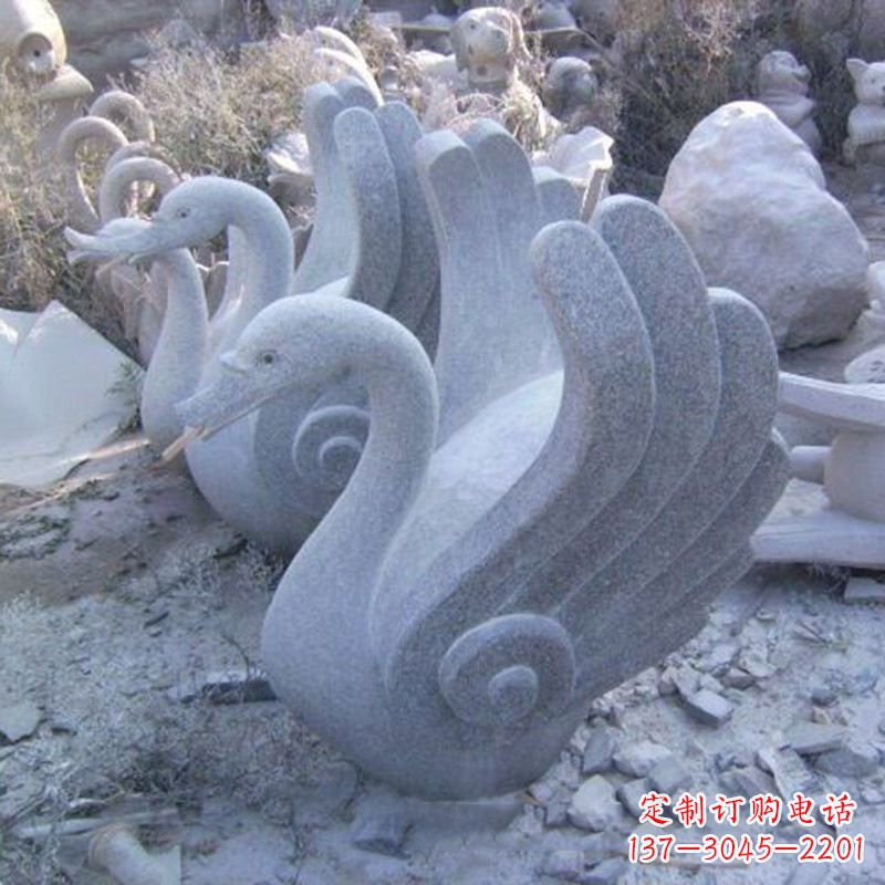 威海抽象喷水天鹅石雕