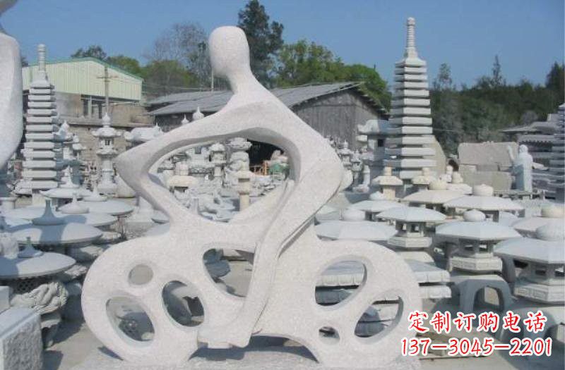 威海抽象骑摩托车人物石雕