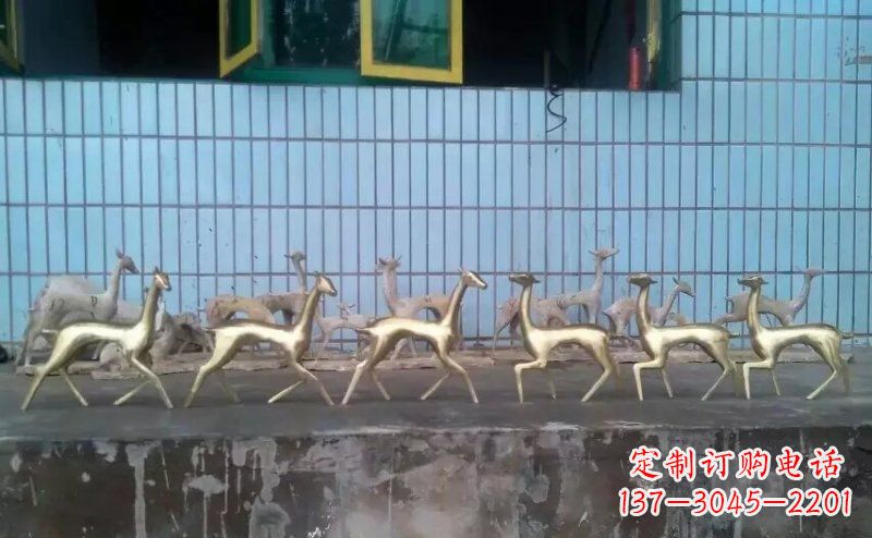 威海抽象小鹿公园动物铜雕