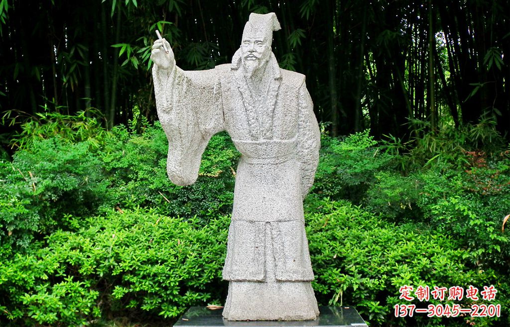 威海抽象写意白居易石雕塑像-中国古代著名诗人雕像
