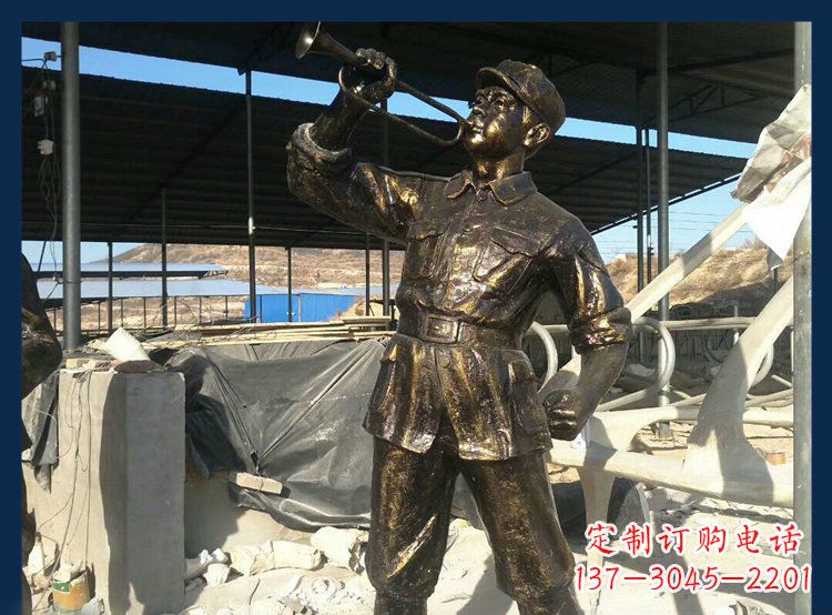 威海冲锋号雕塑永远记住八路军
