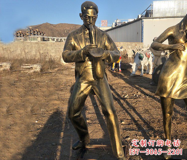 威海铜雕萨克斯风音乐人物