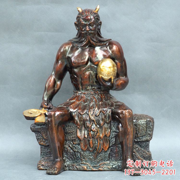 威海纯铜神农大帝坐姿雕塑像