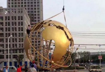 威海城市之美不锈钢镂空地球仪雕塑