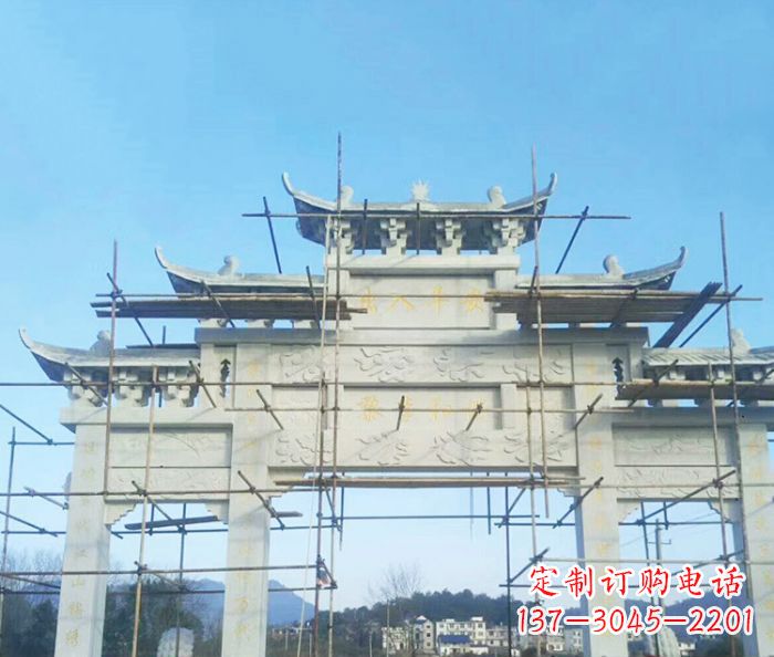 威海大理石三门牌坊雕塑