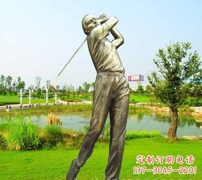 威海打高尔夫球人物铜雕222