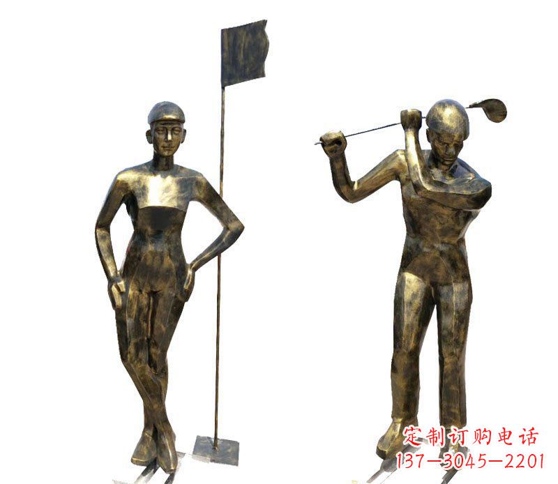 威海打高尔夫人物广场景观铜雕摆件