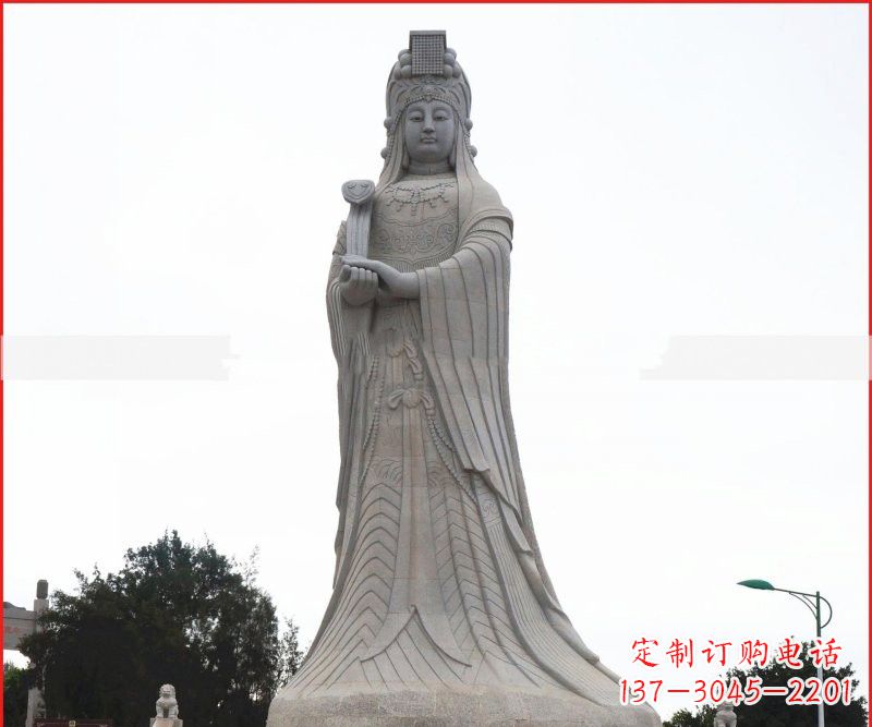威海大理石大型妈祖神像雕塑
