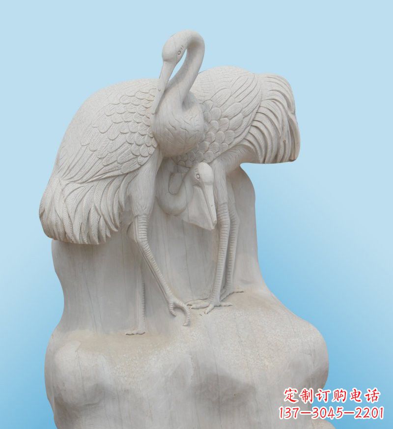 威海大理石制作的丹顶鹤雕塑