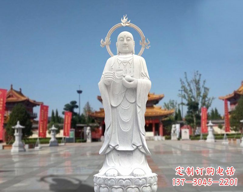 威海大理石地藏菩萨雕塑象征佛法的传承