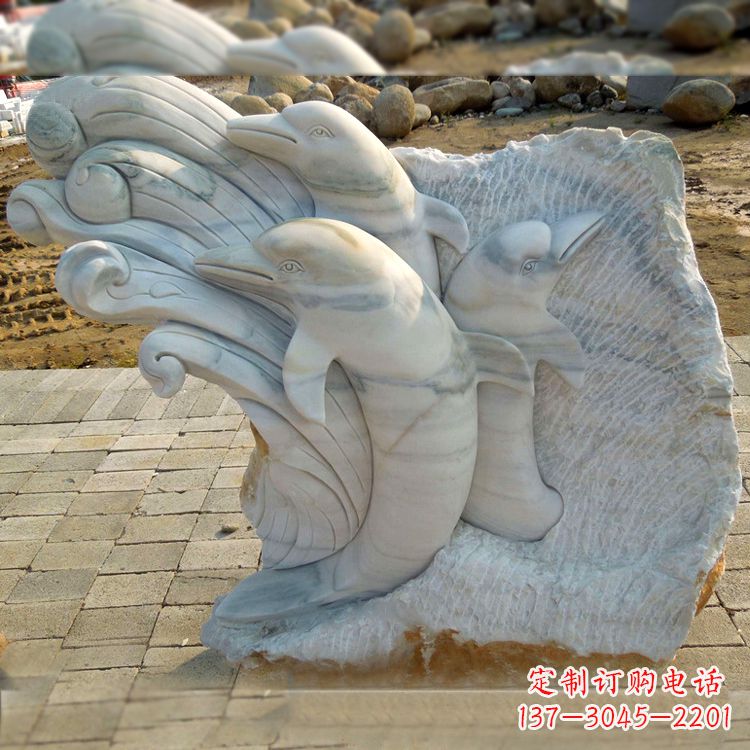 威海海豚雕塑以大理石精美绝伦