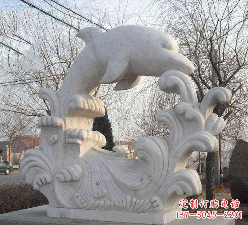 威海海豚浪花大理石雕塑