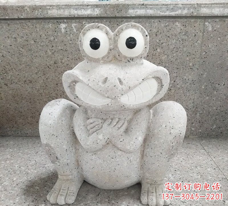 威海大理石公园精美青蛙雕塑