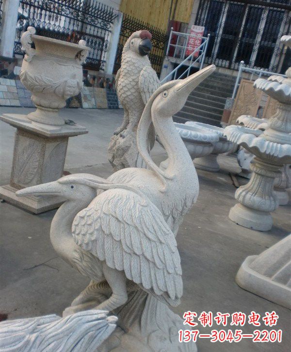 威海中领雕塑仙鹤石雕