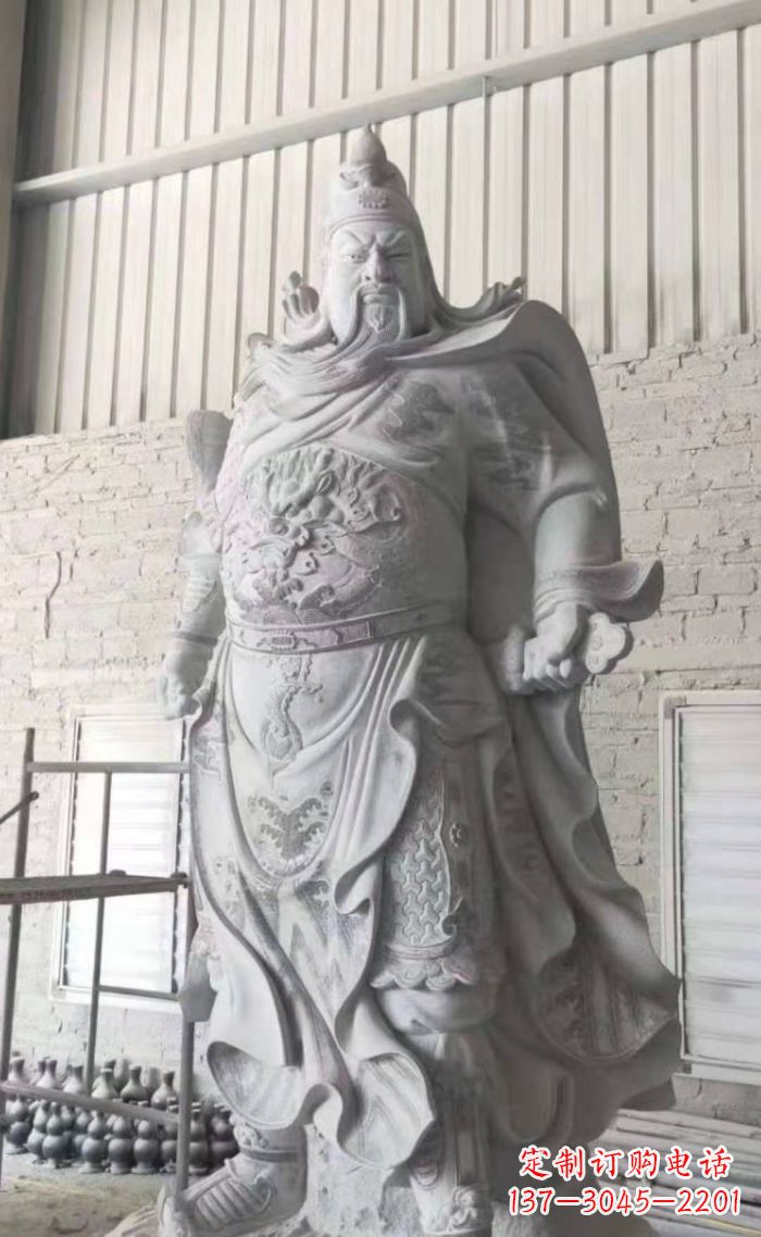 威海大理石关公雕塑,精美绝伦