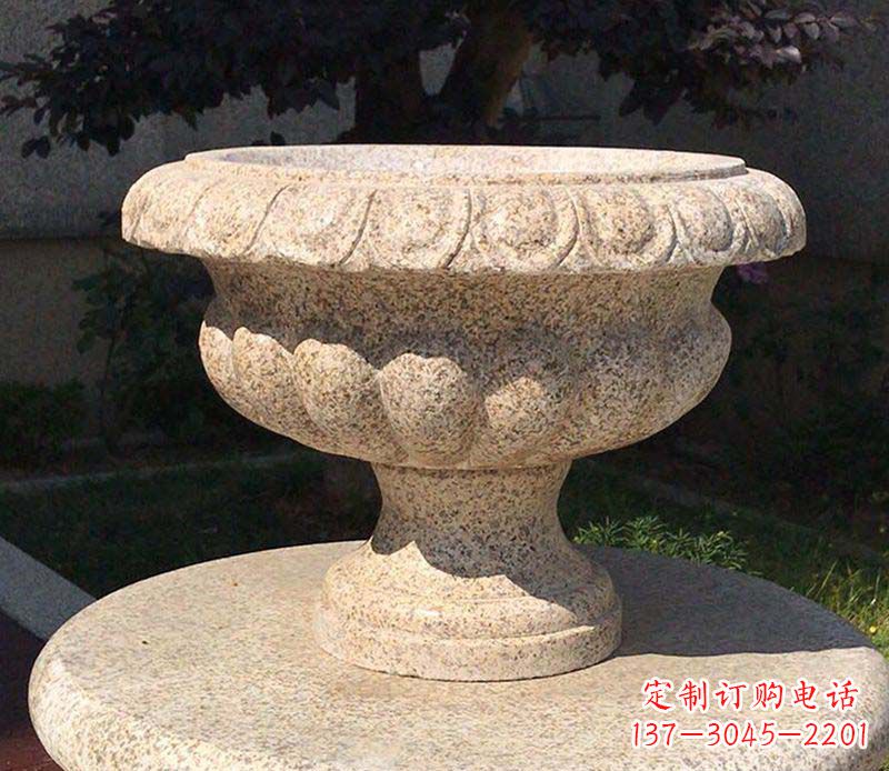 威海大理石花钵公园花盆石雕