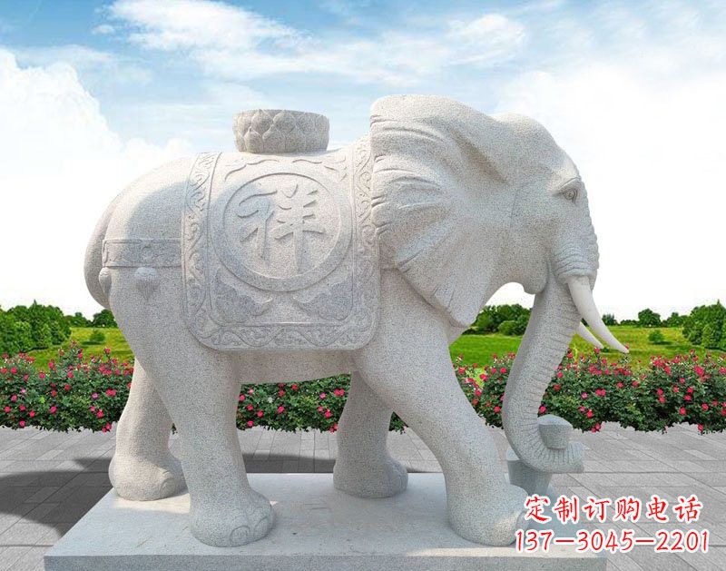 威海精美大理石大象雕塑