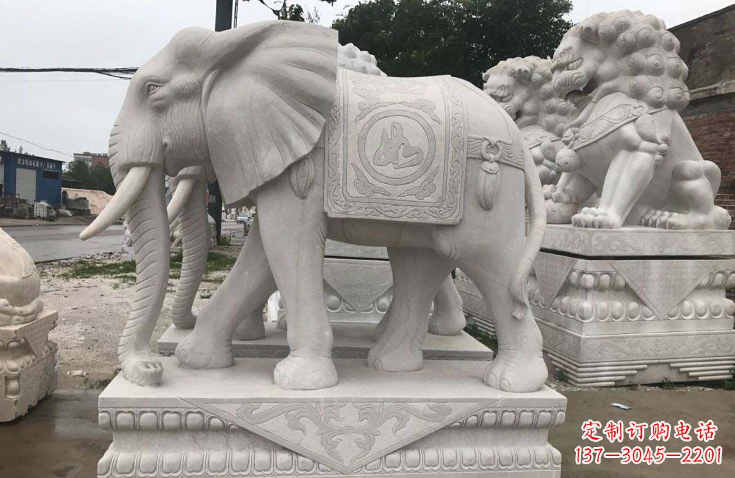 威海大理石大象雕塑