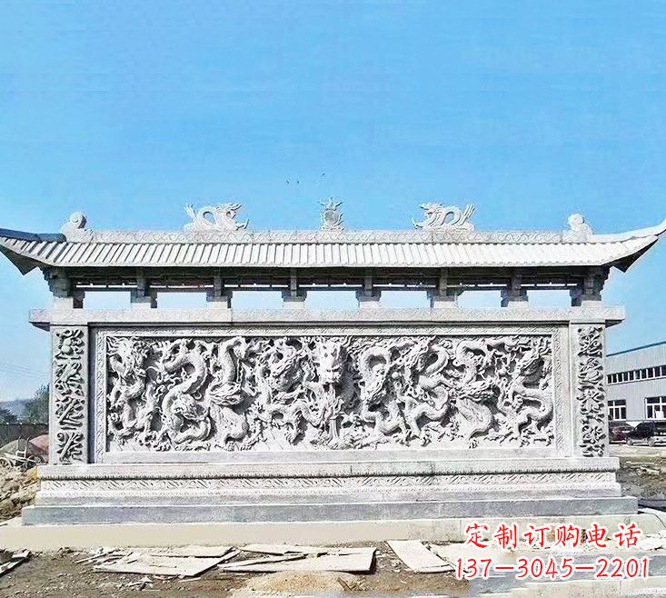 威海精美大理石九龙壁雕塑