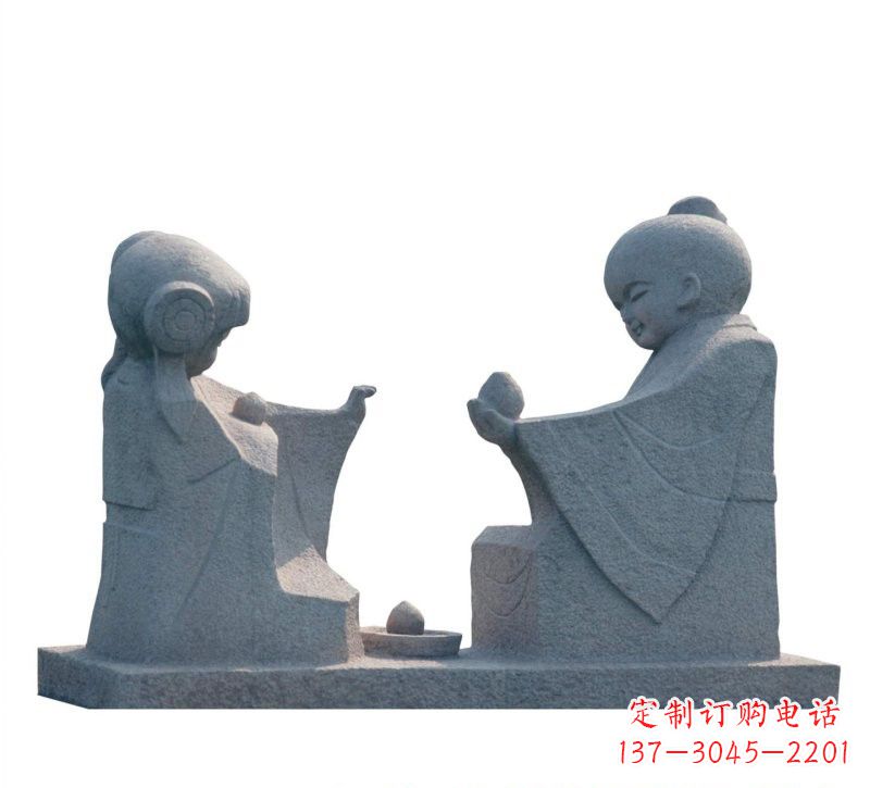 威海传统风情——大理石孔融让梨雕塑