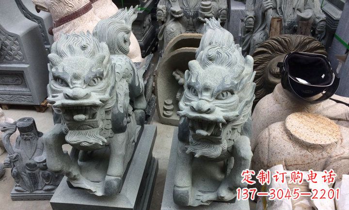 威海大理石立式麒麟门口镇宅石雕