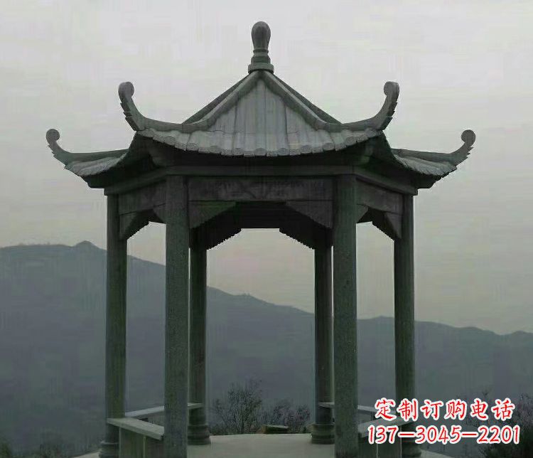 威海考究工艺,奢华大理石六角凉亭雕塑