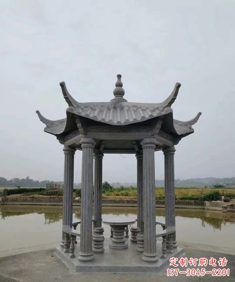 威海大理石凉亭石雕塑,优雅经典无双