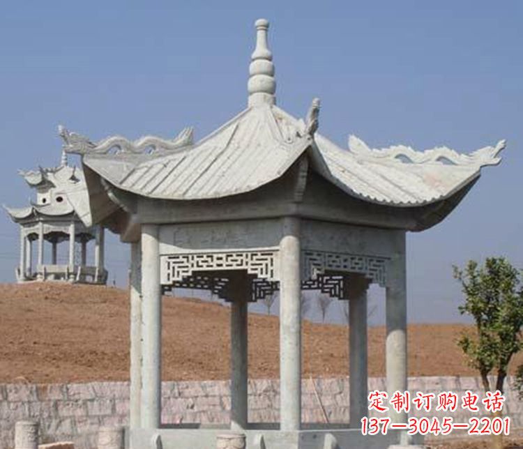威海精美大理石六角凉亭石雕