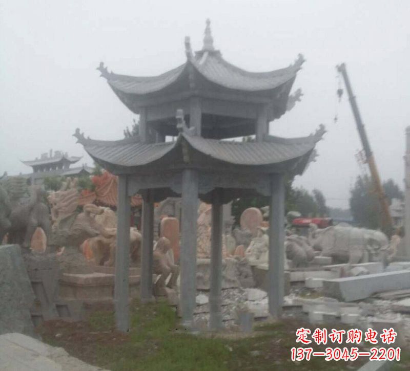 威海大理石六角凉亭石雕,精美绝伦