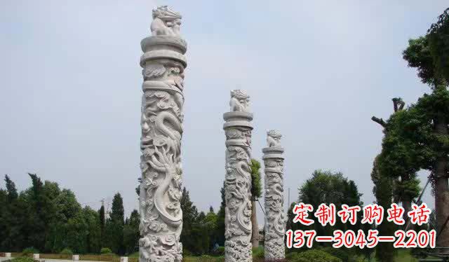 威海精美大理石龙柱雕塑