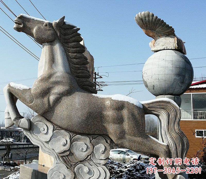 威海大理石马踏祥云石雕