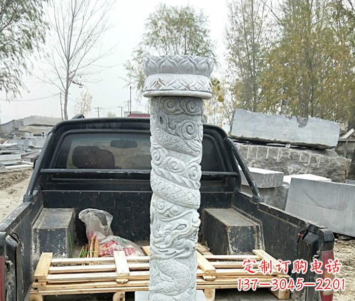 威海大理石盘龙柱石雕