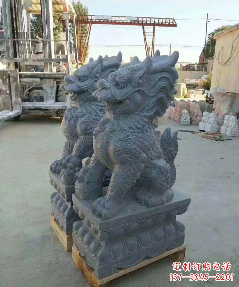 威海精美大理石麒麟雕塑