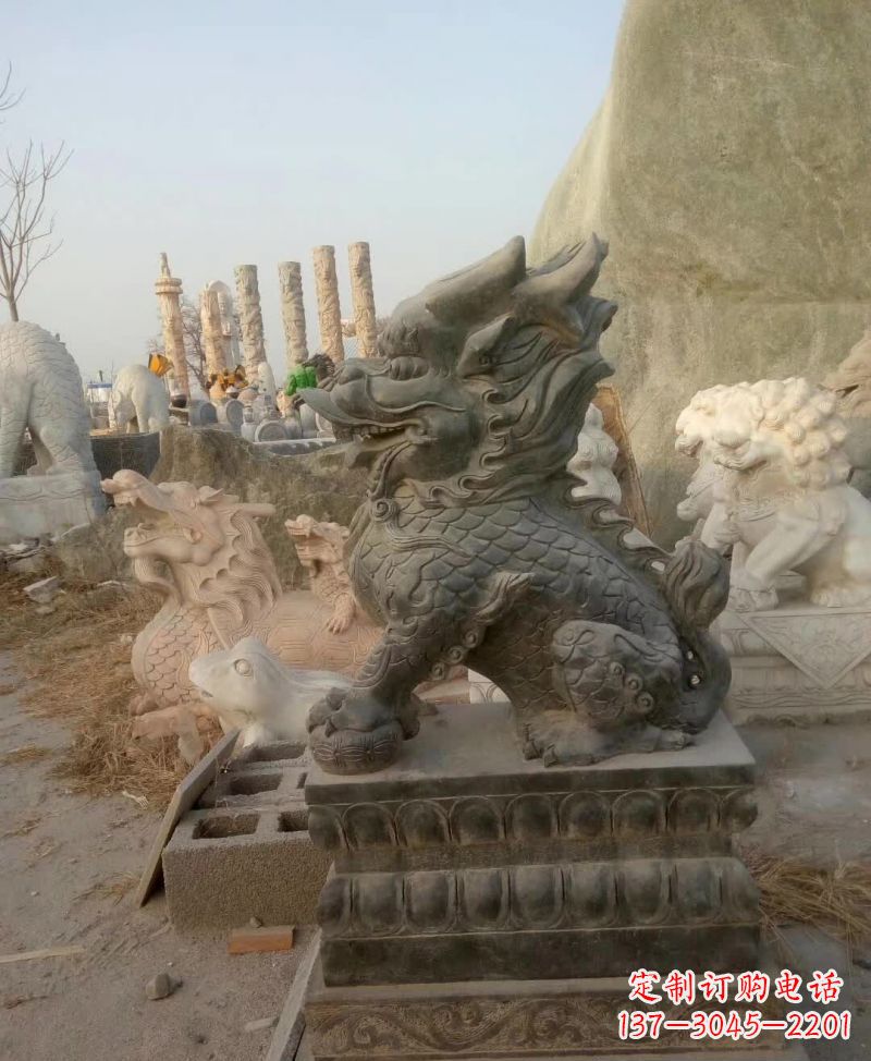 威海新中式麒麟雕塑,精美细腻,艺术品级别