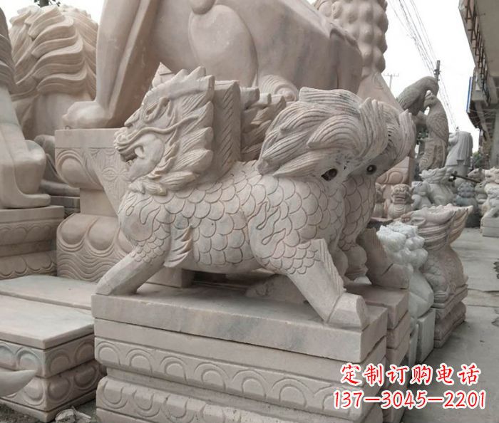 威海大理石麒麟古代神兽石雕