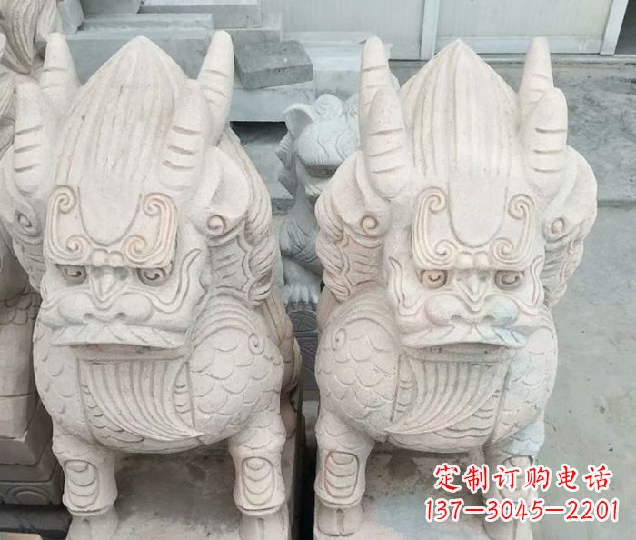 威海品质卓越的大理石麒麟古兽雕塑