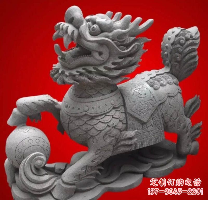 威海大理石企业小区门口麒麟雕塑