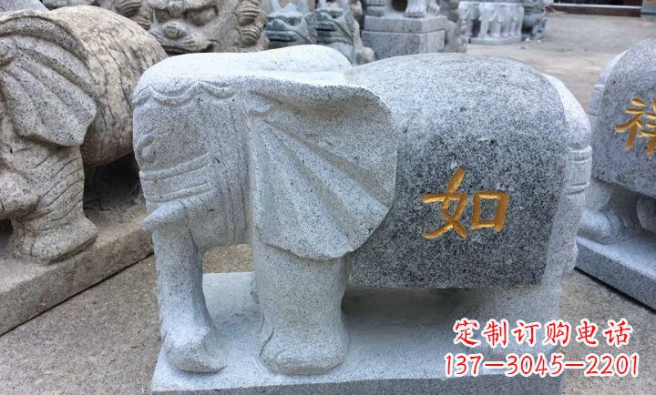威海精美大理石石象雕塑