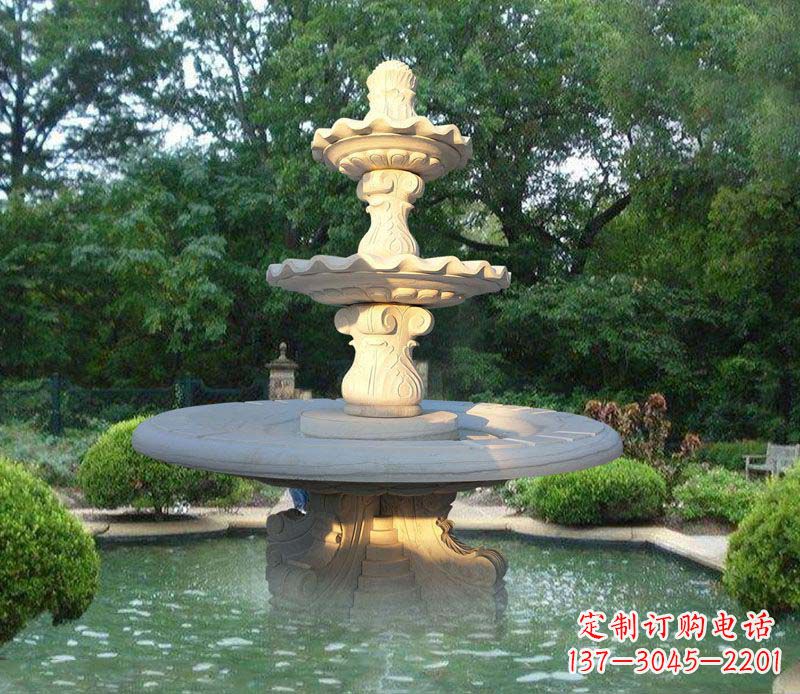 威海大理石三层喷泉雕塑