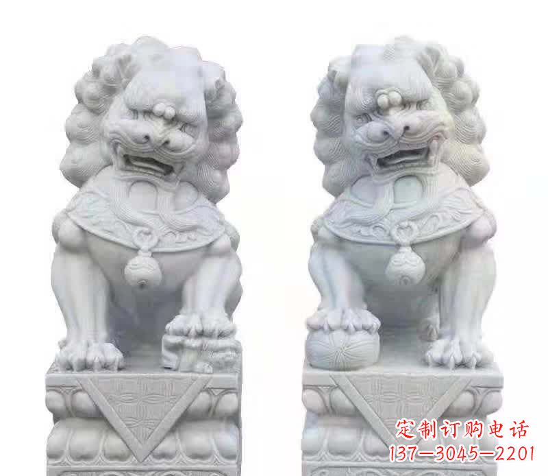 威海大理石狮子雕塑震撼视觉、传承文化