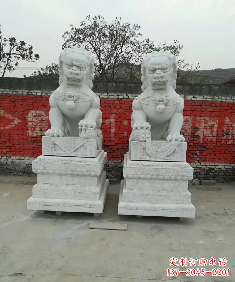 威海大理石狮子雕塑,精致而壮观