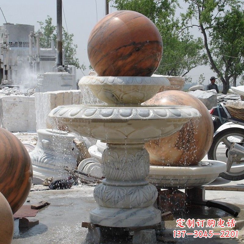 威海大理石石雕风水球精美绝伦的雕塑艺术