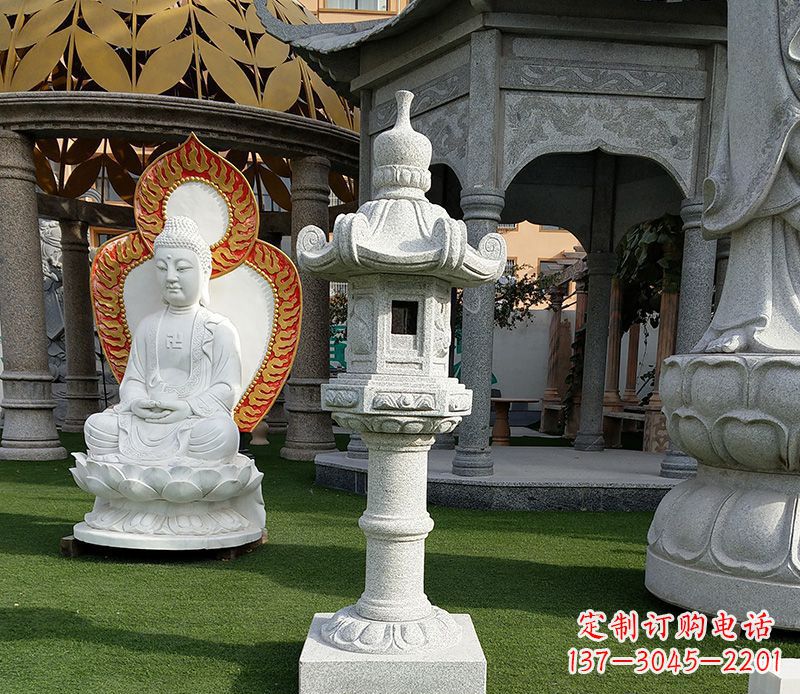 威海独特的大理石石灯笼寺庙石雕