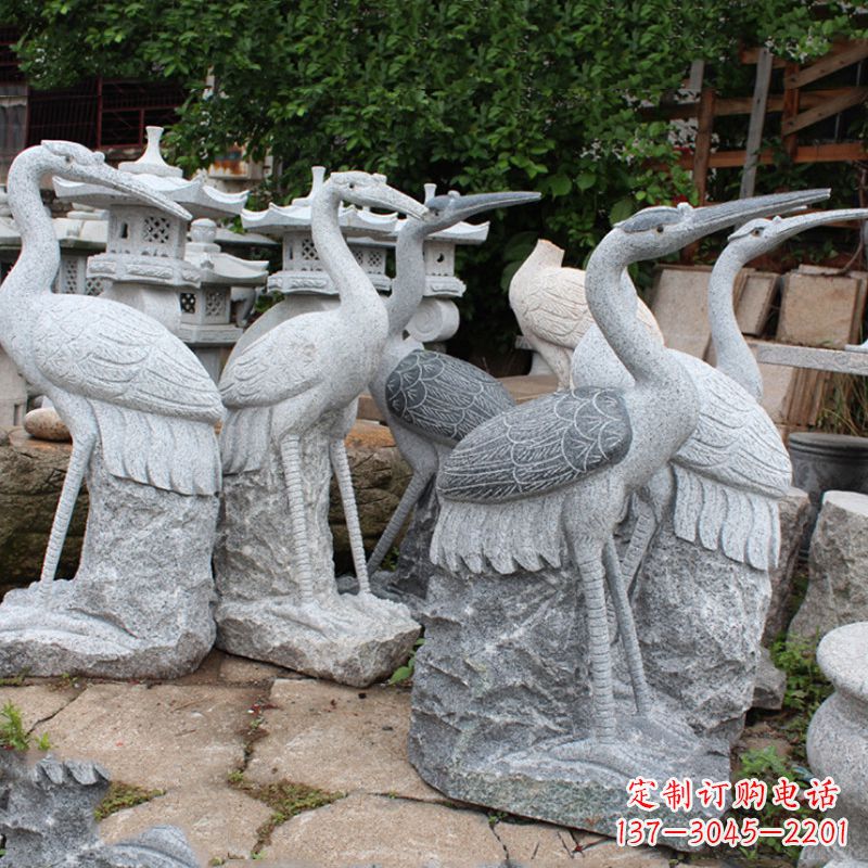 威海精美大理石仙鹤雕塑