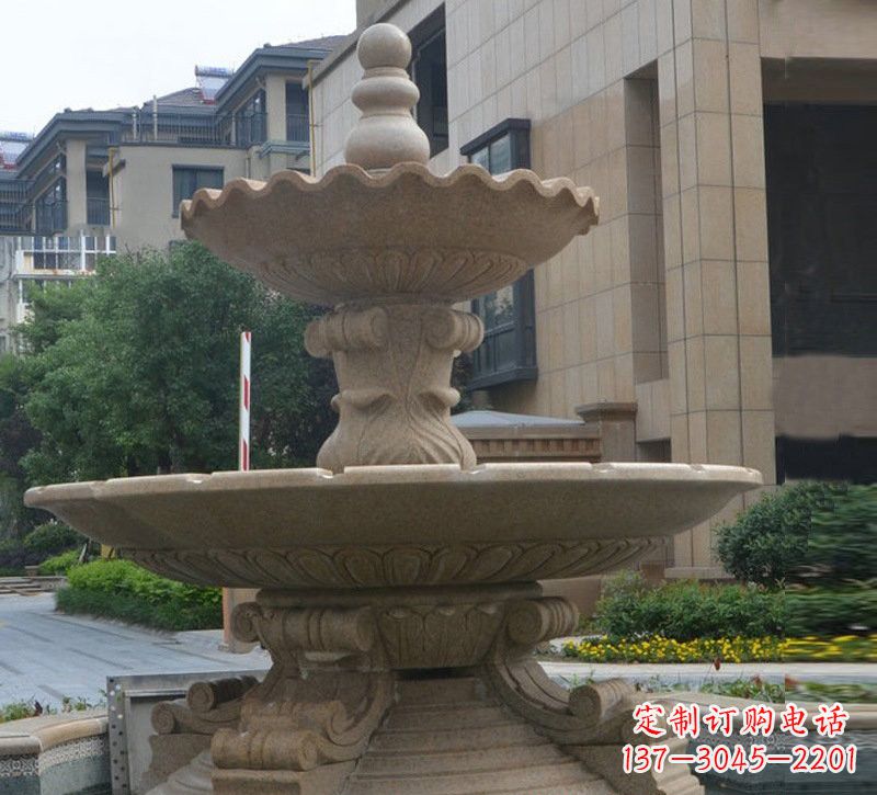 威海简约双层大理石喷泉雕塑
