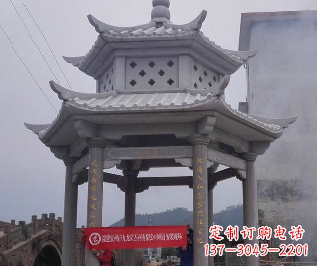 威海大理石双层石雕凉亭——独特的艺术结晶