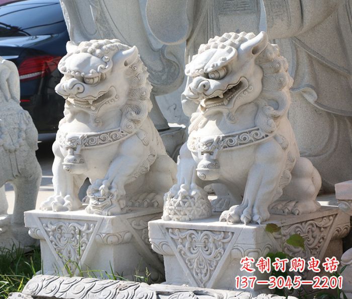 威海大理石寺庙石狮子 (4)