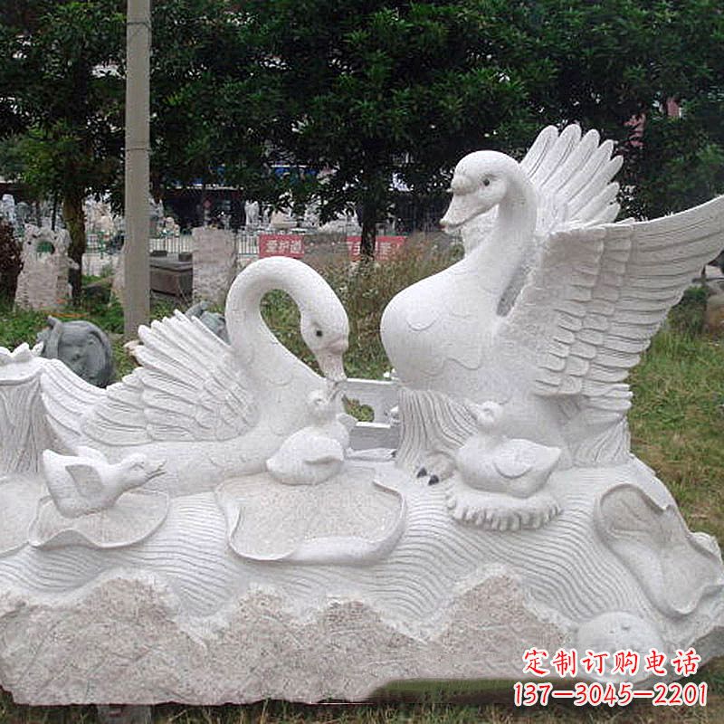 威海大理石天鹅石雕情景景观雕塑
