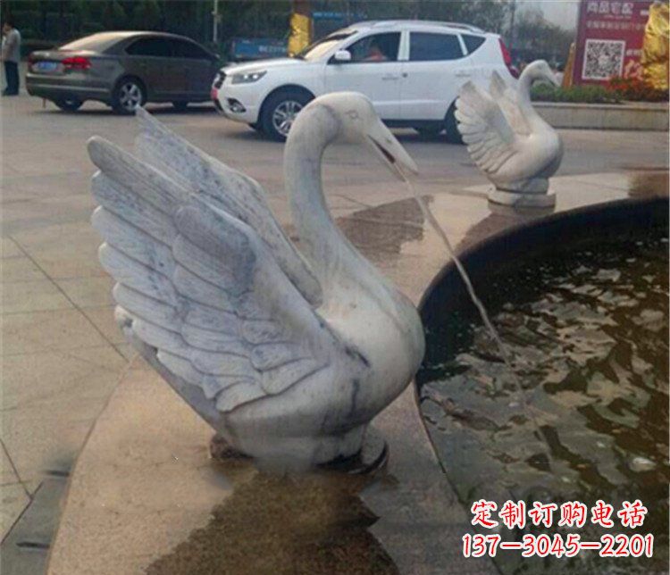 威海大理石天鹅喷泉石雕