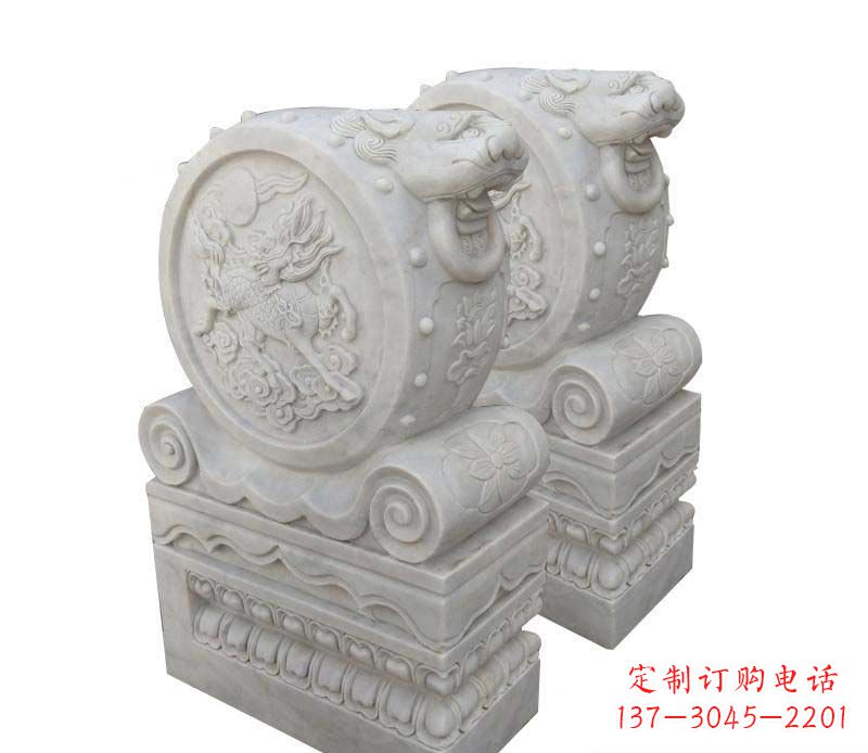 威海大理石狮子头门墩雕塑